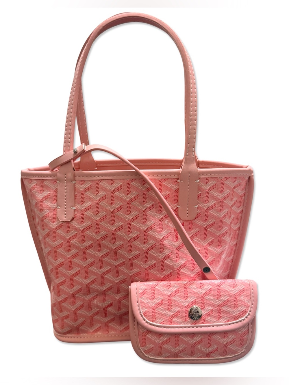 Pink Patterned ReversibleTote with Matching Pouch